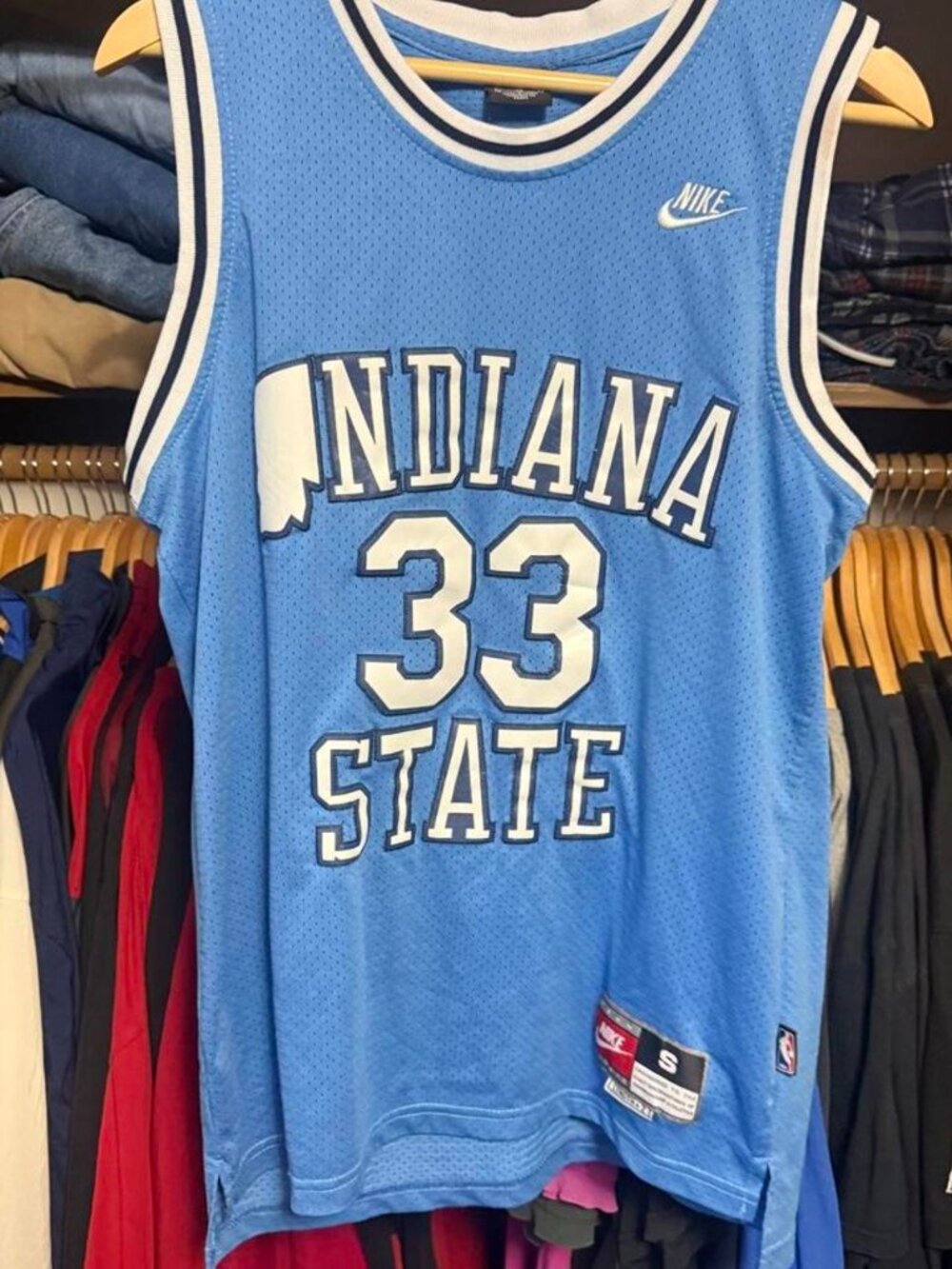 Larry Bird - Indiana State Sycamores #33 - Nike - Basketball Jersey Blue Size S